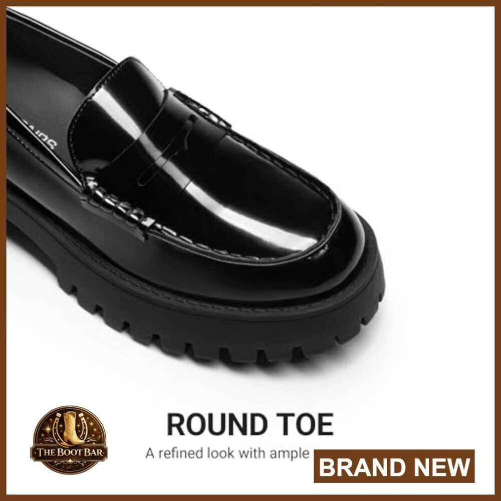Platform Penny Loafers Women Slip On Chunky Lug Sole Comfortable - Picture 5 of 7